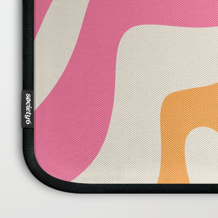 Modern Retro Liquid Swirl Abstract Pattern Vertical Pink and Orange Laptop Sleeve Gallery Image 3
