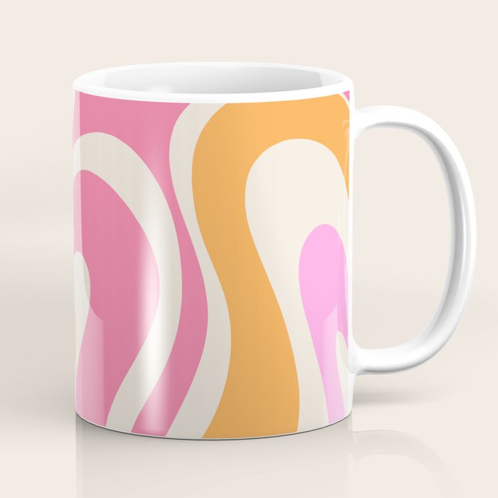 Modern Retro Liquid Swirl Abstract Pattern Vertical Pink and Orange Coffee Mug Gallery Image 1