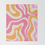 Modern Retro Liquid Swirl Abstract Pattern Vertical Pink and Orange Throw Blanket Gallery Image 2