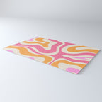 Modern Retro Liquid Swirl Abstract Pattern Vertical Pink and Orange Rug Gallery Image 3