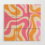 Modern Retro Liquid Swirl Abstract Pattern Vertical Pink and Orange Wood Wall Art Gallery Image 1