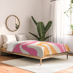 Modern Retro Liquid Swirl Abstract Pattern Vertical Pink and Orange Comforter Gallery Image 2