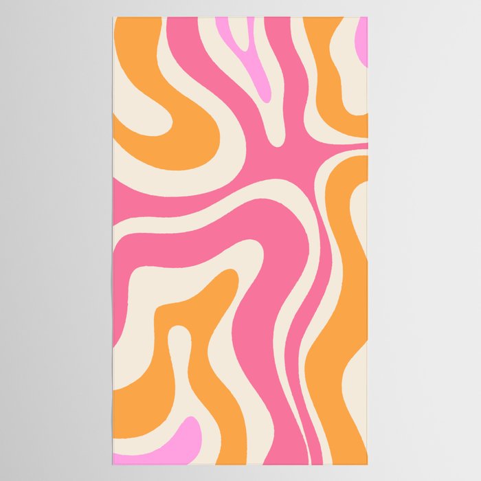 Modern Retro Liquid Swirl Abstract Pattern Vertical Pink and Orange Tablecloth Gallery Image 2