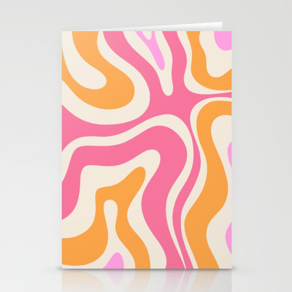 Modern Retro Liquid Swirl Abstract Pattern Vertical Pink and Orange Stationery Card Gallery Image 2