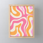 Modern Retro Liquid Swirl Abstract Pattern Vertical Pink and Orange Mini Art Print Gallery Image 1