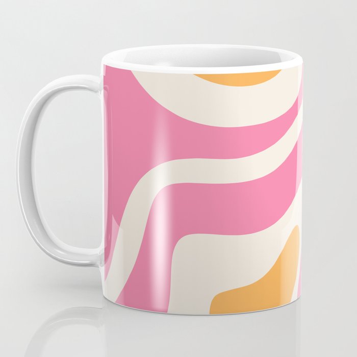 Modern Retro Liquid Swirl Abstract Pattern Vertical Pink and Orange Coffee Mug Gallery Image 3