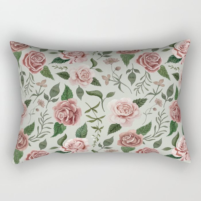 Wild Flower Rose Pattern Rectangular Pillow Gallery Image 2