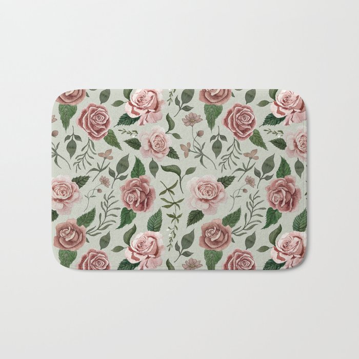 Wild Flower Rose Pattern Bath Mat Gallery Image 1
