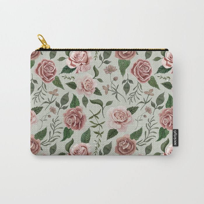 Wild Flower Rose Pattern Carry All Pouch Gallery Image 1