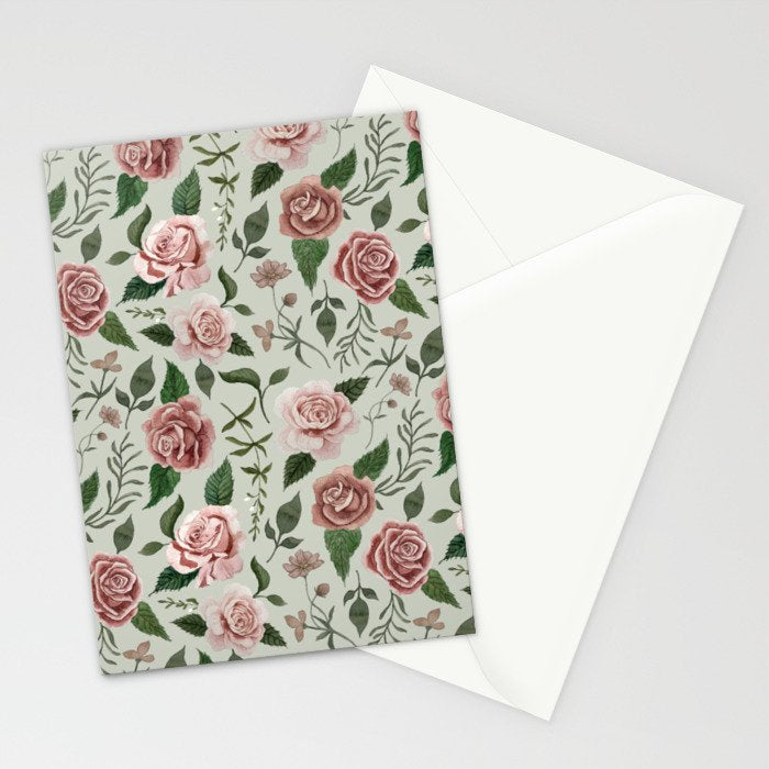Wild Flower Rose Pattern Stationery Card Gallery Image 2