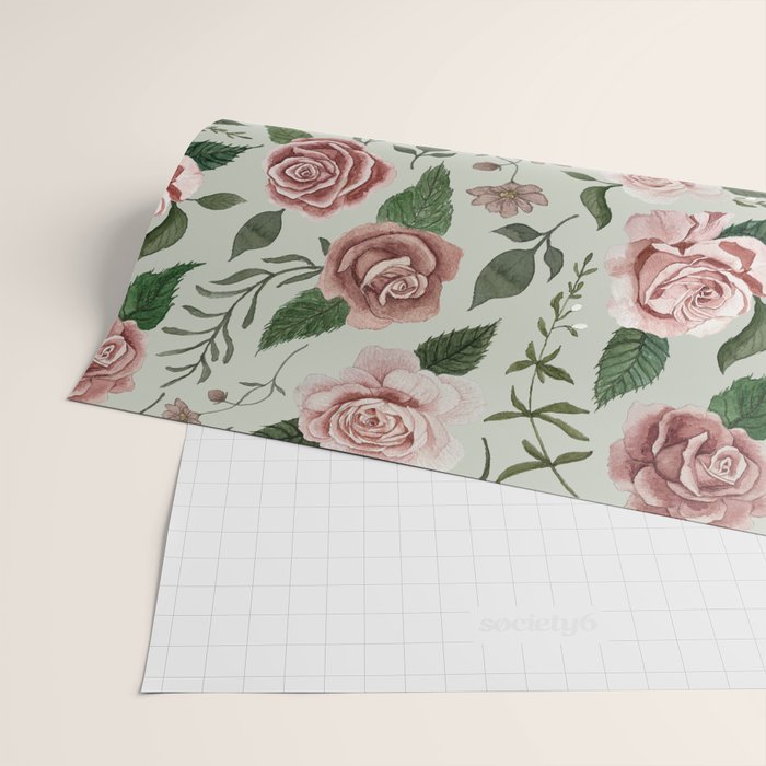 Wild Flower Rose Pattern Wrapping Paper Gallery Image 2