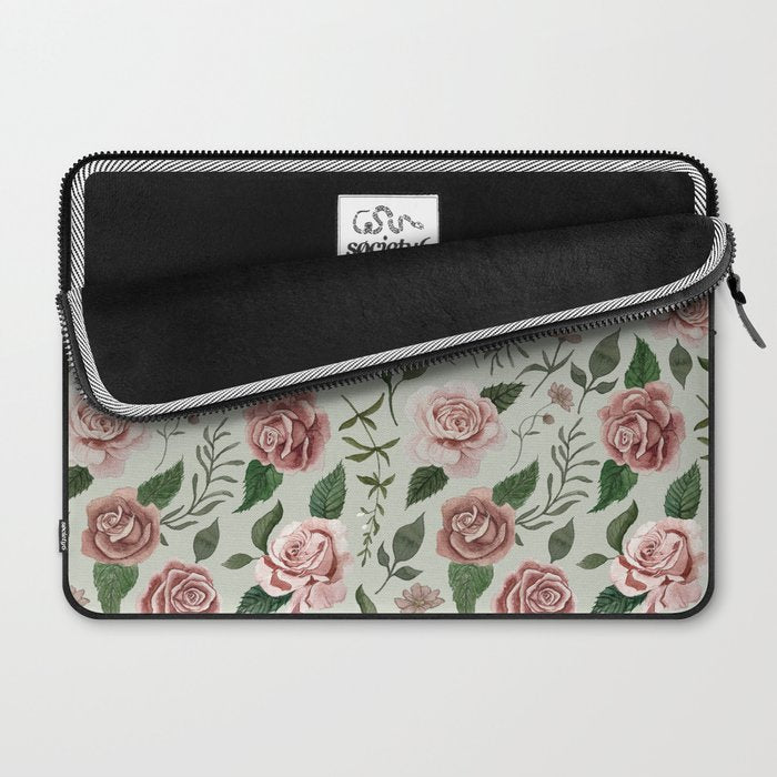 Wild Flower Rose Pattern Laptop Sleeve Gallery Image 2