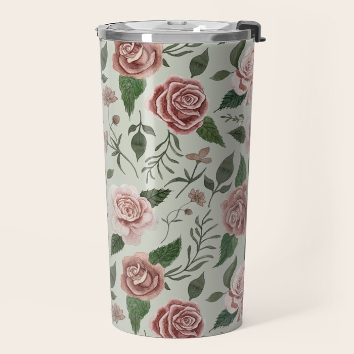 Wild Flower Rose Pattern Travel Mug Gallery Image 2