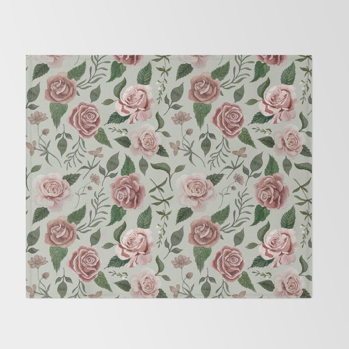 Wild Flower Rose Pattern Throw Blanket Gallery Image 2