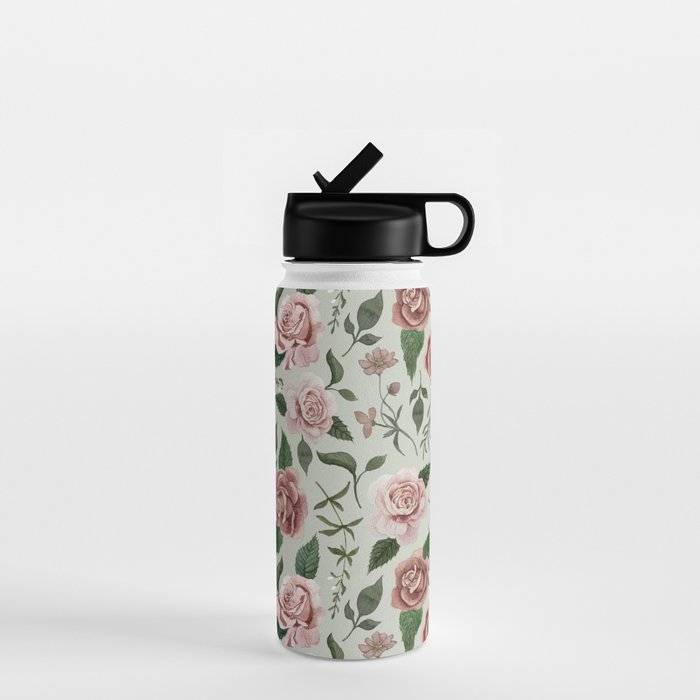 Wild Flower Rose Pattern Water Bottle Gallery Image 1