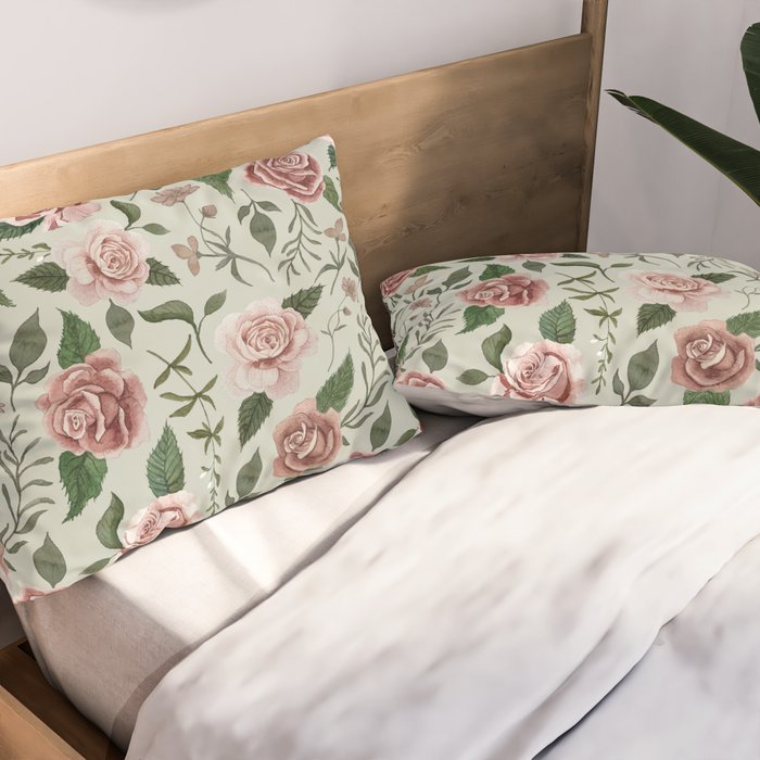 Wild Flower Rose Pattern Pillow Sham Gallery Image 2
