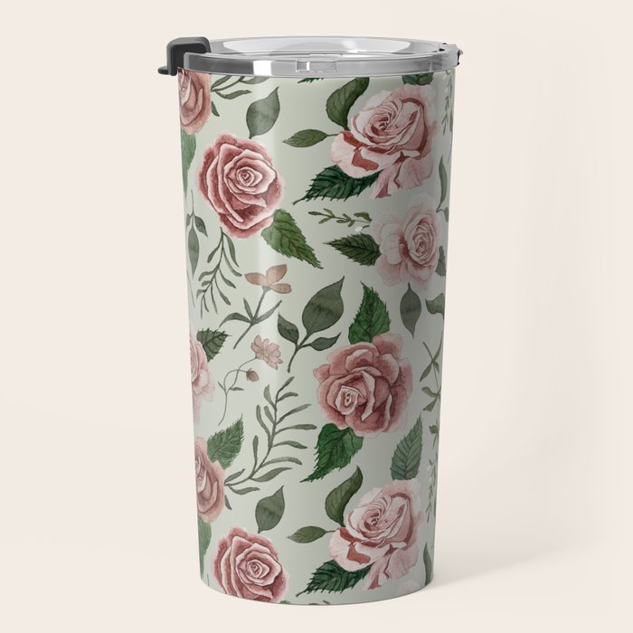 Wild Flower Rose Pattern Travel Mug Gallery Image 3