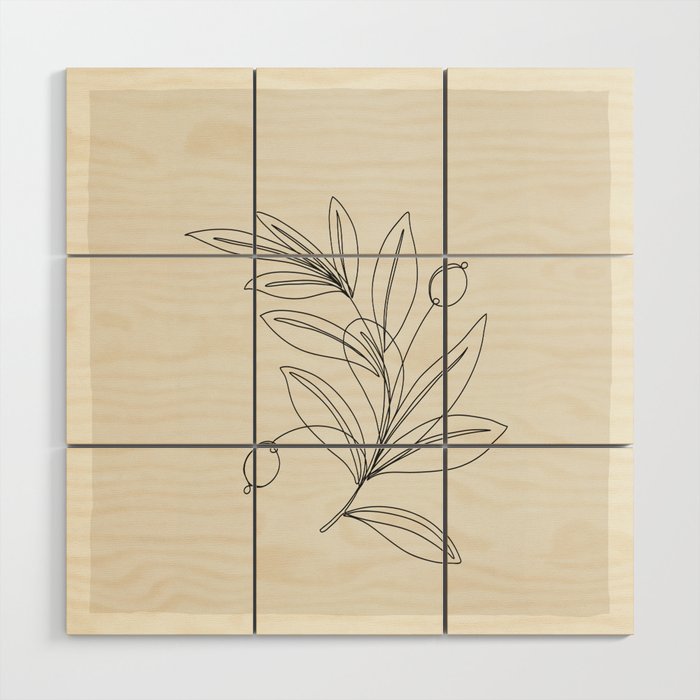 Line Olive Branch Wood Wall Art Gallery Image 1