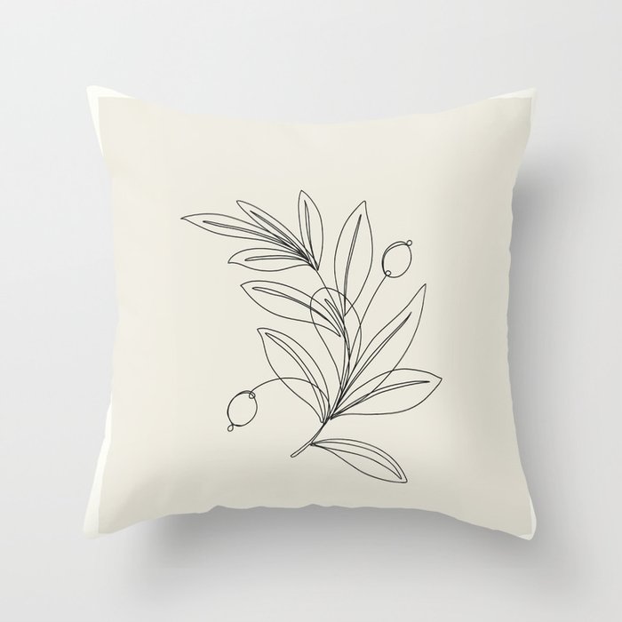 Line Olive Branch Throw Pillow Gallery Image 1