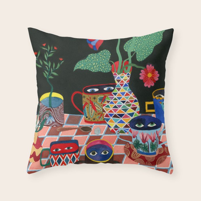Suspicious mugs 3 Throw Pillow Gallery Image 6