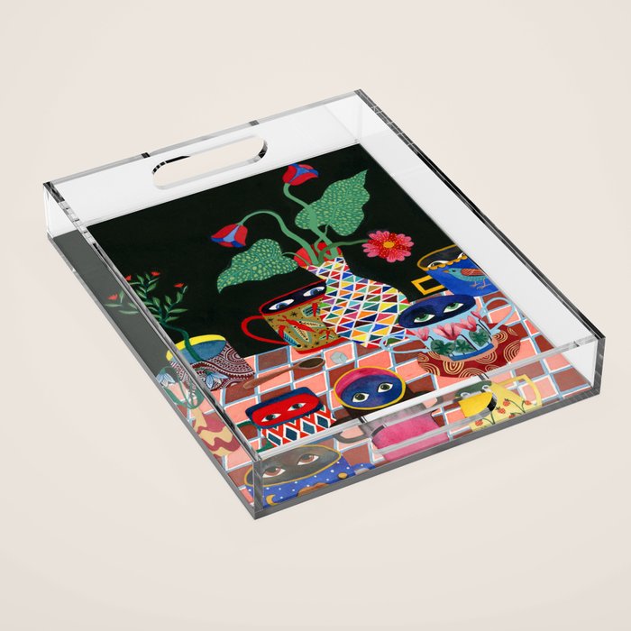 Suspicious mugs 3 Acrylic Tray Gallery Image 1