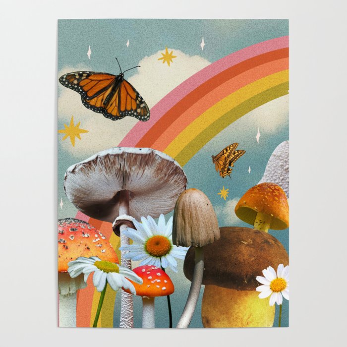 Vintage Mushroom Collage Poster Gallery Image 1