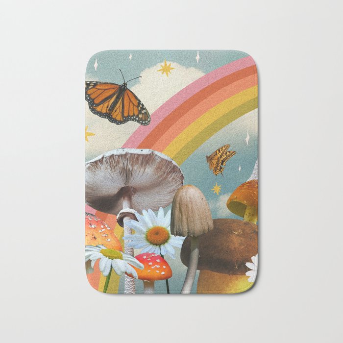 Vintage Mushroom Collage Bath Mat Gallery Image 1