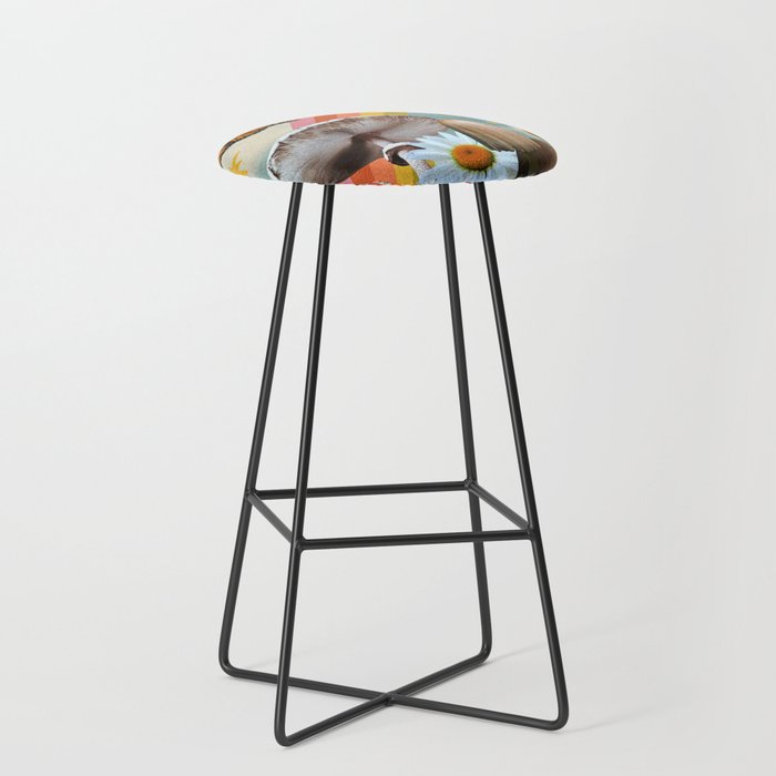 Vintage Mushroom Collage Stool Gallery Image 1