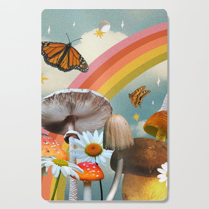 Vintage Mushroom Collage Cutting Board Gallery Image 1