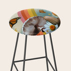 Vintage Mushroom Collage Stool Gallery Image 2