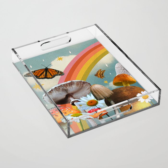 Vintage Mushroom Collage Acrylic Tray Gallery Image 1
