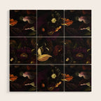 The Darkest Dutch Vintage Flowers Garden  Wood Wall Art Gallery Image 1