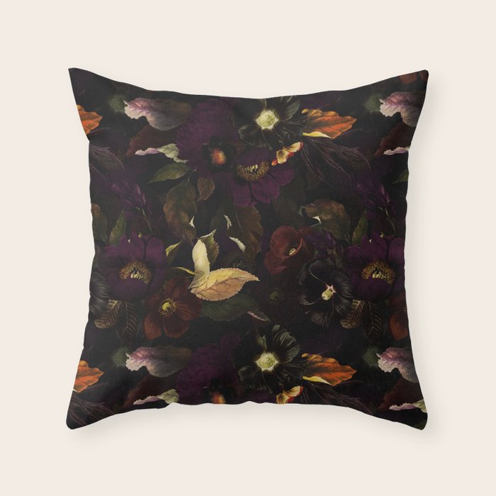 The Darkest Dutch Vintage Flowers Garden  Throw Pillow Gallery Image 6