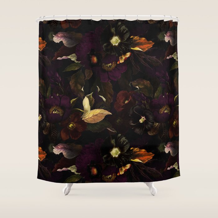 The Darkest Dutch Vintage Flowers Garden  Shower Curtain Gallery Image 1