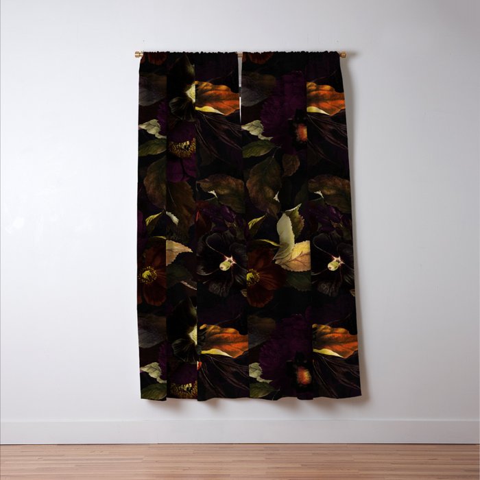 The Darkest Dutch Vintage Flowers Garden  Window Curtain Gallery Image 3