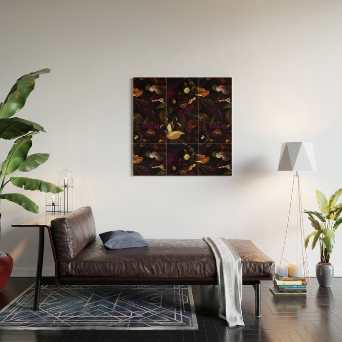 The Darkest Dutch Vintage Flowers Garden  Wood Wall Art Gallery Image 2