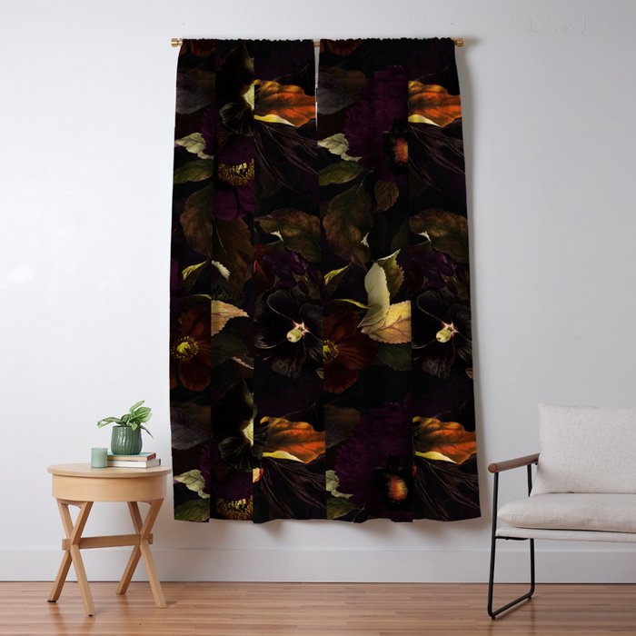 The Darkest Dutch Vintage Flowers Garden  Window Curtain Gallery Image 5