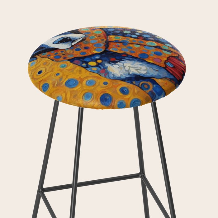 Gustav Klimt Style Dog with Red Scarf Stool Gallery Image 2