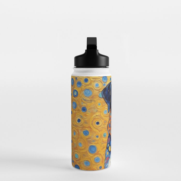 Gustav Klimt Style Dog with Red Scarf Water Bottle Gallery Image 3