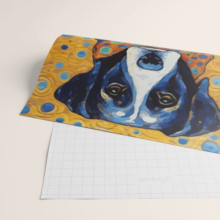 Gustav Klimt Style Dog with Red Scarf Wrapping Paper Gallery Image 2