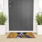 Gustav Klimt Style Dog with Red Scarf Welcome Mat Gallery Image 3