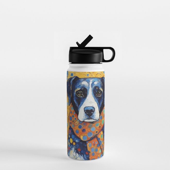 Gustav Klimt Style Dog with Red Scarf Water Bottle Gallery Image 1