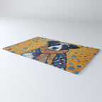 Gustav Klimt Style Dog with Red Scarf Rug Gallery Image 3