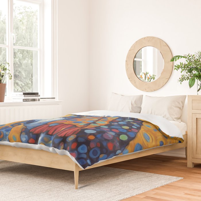 Gustav Klimt Style Dog with Red Scarf Duvet Cover Gallery Image 2