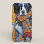 Gustav Klimt Style Dog with Red Scarf iPhone Case Gallery Image 1