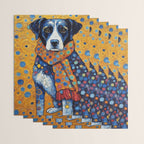 Gustav Klimt Style Dog with Red Scarf Wrapping Paper Gallery Image 3