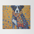 Gustav Klimt Style Dog with Red Scarf Throw Blanket Gallery Image 2