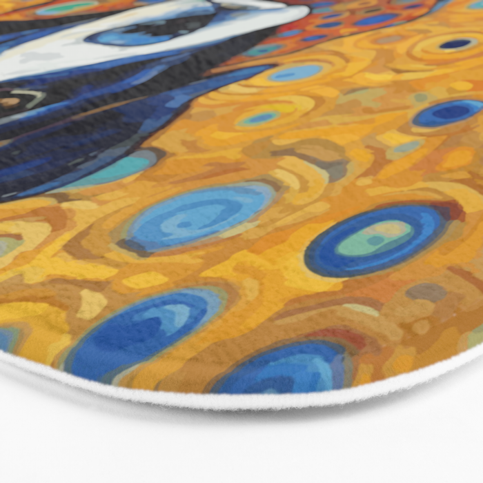 Gustav Klimt Style Dog with Red Scarf Bath Mat Gallery Image 3