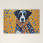 Gustav Klimt Style Dog with Red Scarf Welcome Mat Gallery Image 1