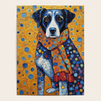 Gustav Klimt Style Dog with Red Scarf Poster Gallery Image 4